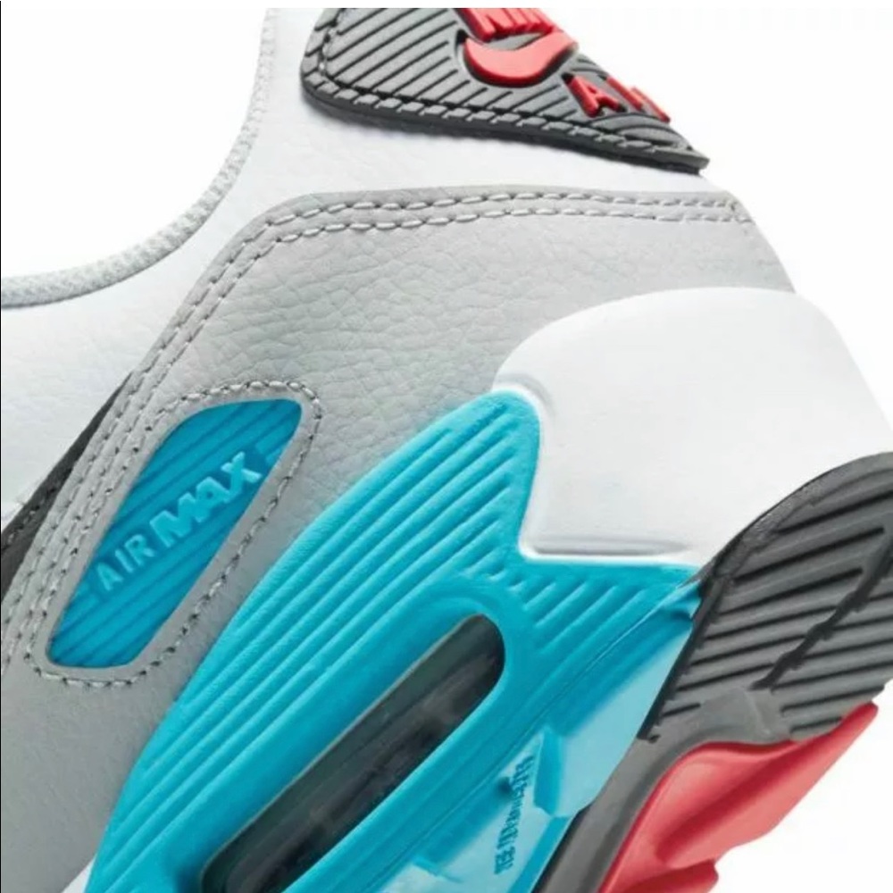 Nike Air Max 90 LTR White Grey Blue GS Mens CD6864 - Picture 5 of 8